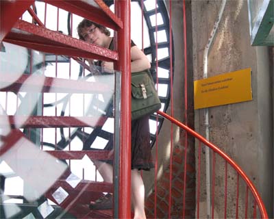 Gwen on Stairs of Clock Tower in Montreal